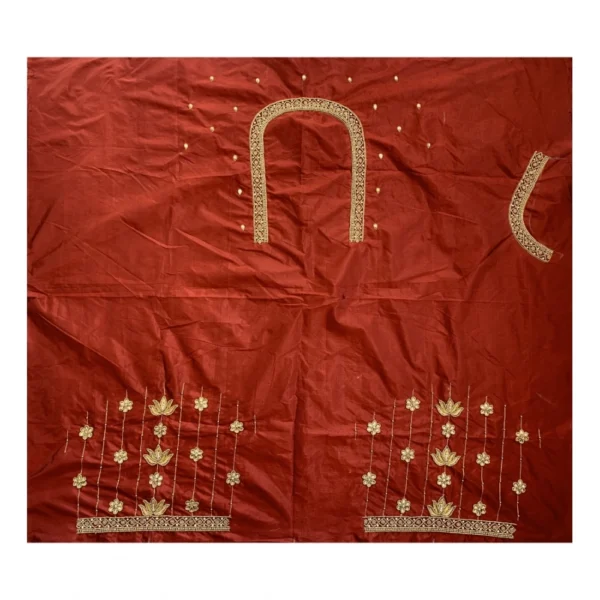 Women's Cotton Silk Self Design Unstitched Blouse Piece (Maroon, 80-100 cm)