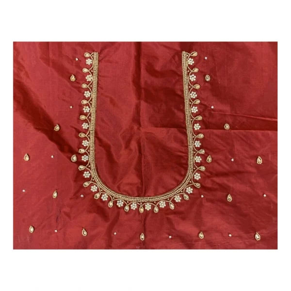 Women's Cotton Silk Self Design Unstitched Blouse Piece (Maroon, 80-100 cm) - Image 3