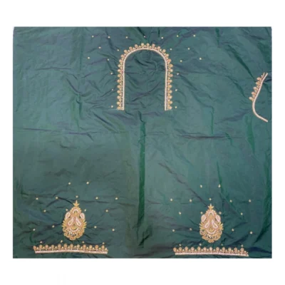 Women's Cotton Silk Self Design Unstitched Blouse Piece (Dark Green, 80-100 cm)