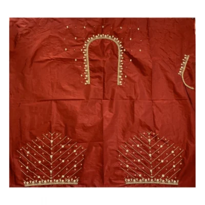 Women's Cotton Silk Self Design Unstitched Blouse Piece (Maroon, 80-100 cm)