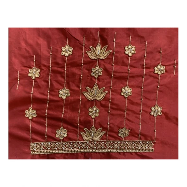 Women's Cotton Silk Self Design Unstitched Blouse Piece (Maroon, 80-100 cm) - Image 2