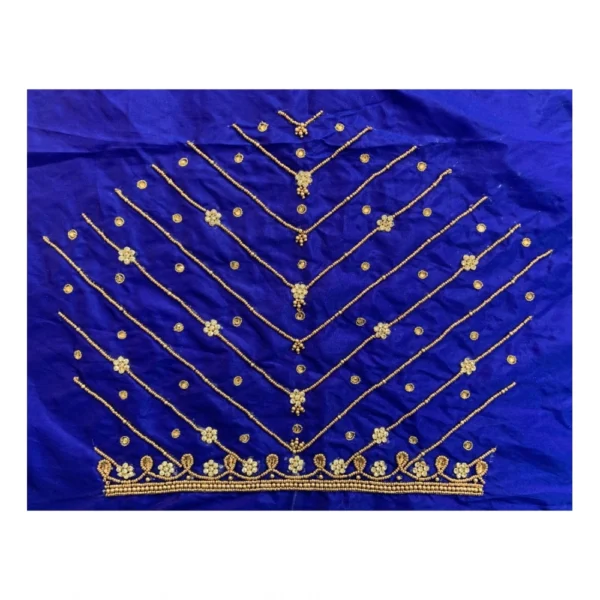 Women's Cotton Silk Self Design Unstitched Blouse Piece (Dark Blue, 80-100 cm) - Image 2
