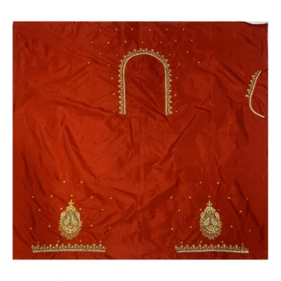Women's Cotton Silk Embellished Unstitched Blouse Piece (Red, 80-100 cm)