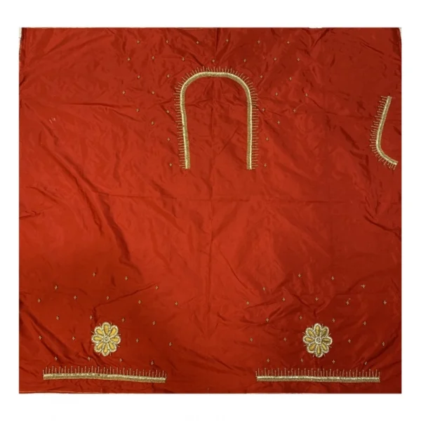 Women's Cotton Silk Printed Unstitched Blouse Piece (Red, 80-100 cm)