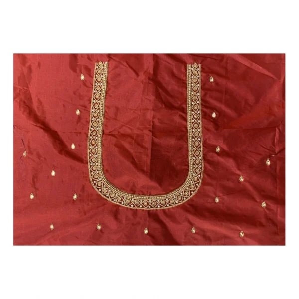 Women's Cotton Silk Self Design Unstitched Blouse Piece (Maroon, 80-100 cm) - Image 3