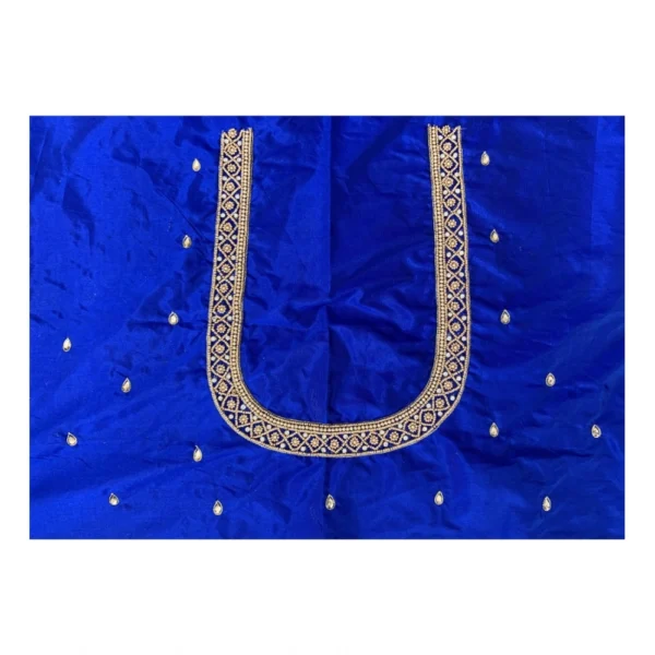 Women's Cotton Silk Self Design Unstitched Blouse Piece (Blue, 80-100 cm) - Image 3