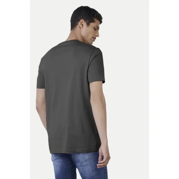 Men's Casual Half sleeve Printed Cotton Crew Neck T-shirt (Black) - Image 2