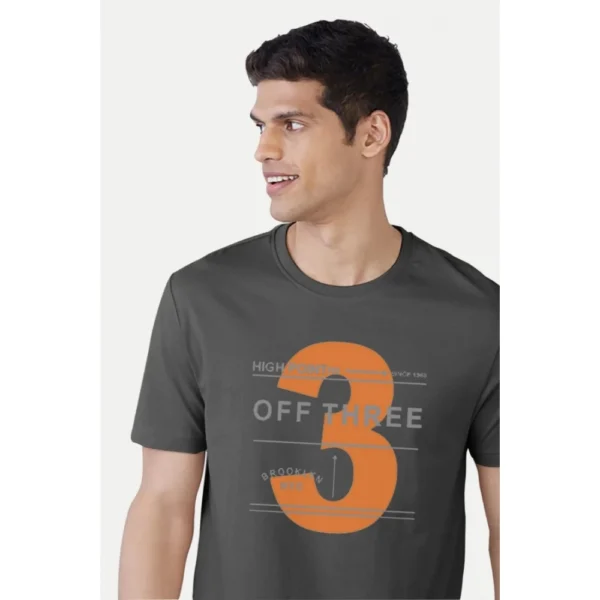 Men's Casual Half sleeve Printed Cotton Crew Neck T-shirt (Black) - Image 5