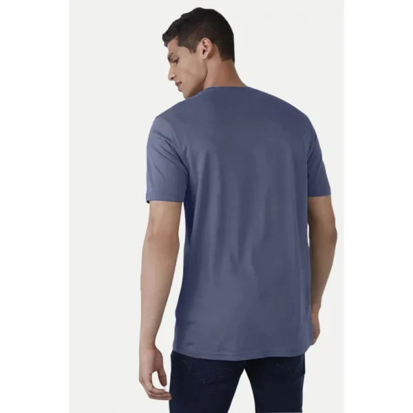 Men's Casual Half sleeve Printed Cotton Crew Neck T-shirt (Blue) - Image 2
