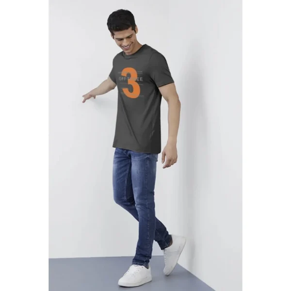 Men's Casual Half sleeve Printed Cotton Crew Neck T-shirt (Black) - Image 3