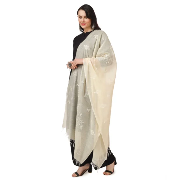Women's Cotton Embroidered Dupatta (Off-White, Length: 2.25 to 2.50 Mtr) - Image 5