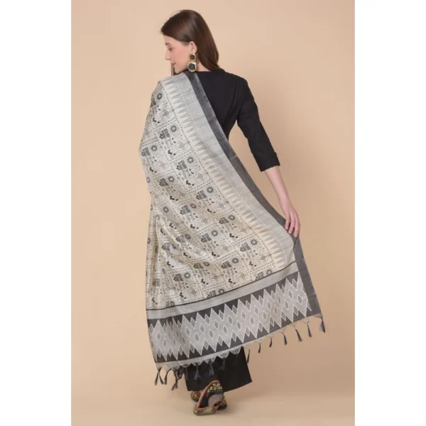 Women's Art Silk Printed Dupatta (Black, Length: 2.25 to 2.50 Mtr) - Image 4