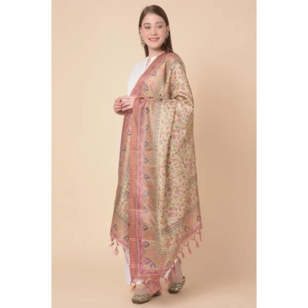 Generic Women's Art Silk Printed Dupatta (Pink, Length: 2.25 to 2.50 Mtr) - Image 4