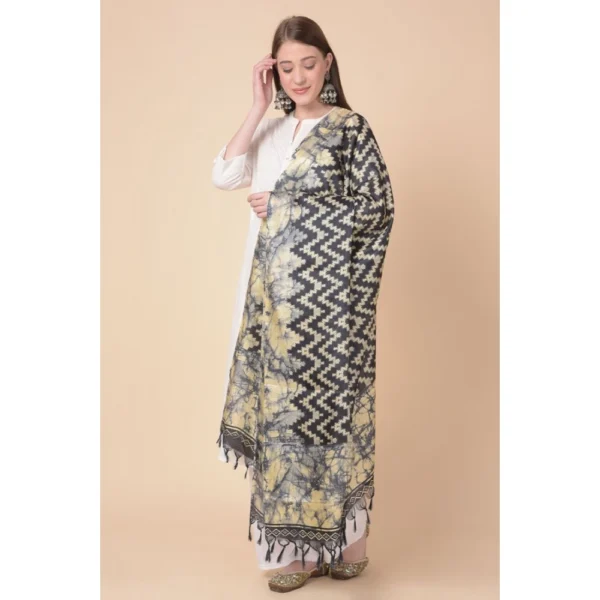 Women's Art Silk Printed Dupatta (Black, Length: 2.25 to 2.50 Mtr) - Image 4