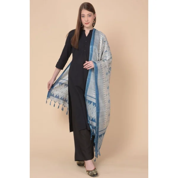 Women's Art Silk Printed Dupatta (Turquoise, Length: 2.25 to 2.50 Mtr) - Image 3