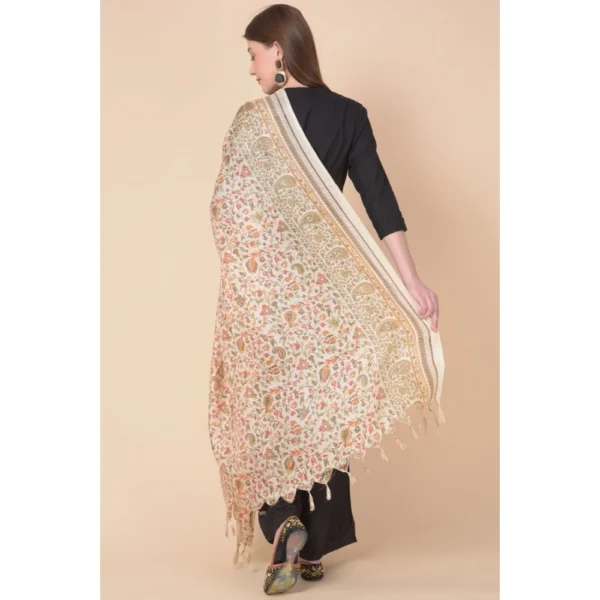 Women's Art Silk Printed Dupatta (White, Length: 2.25 to 2.50 Mtr) - Image 5