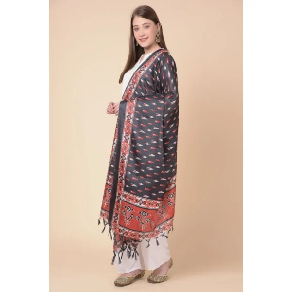 Women's Art Silk Printed Dupatta (Black, Length: 2.25 to 2.50 Mtr) - Image 3