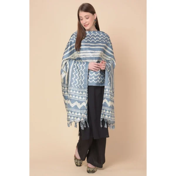 Women's Art Silk Printed Dupatta (Grey, Length: 2.25 to 2.50 Mtr) - Image 3