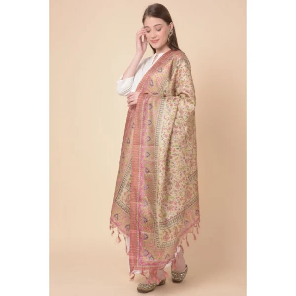 Generic Women's Art Silk Printed Dupatta (Pink, Length: 2.25 to 2.50 Mtr) - Image 3