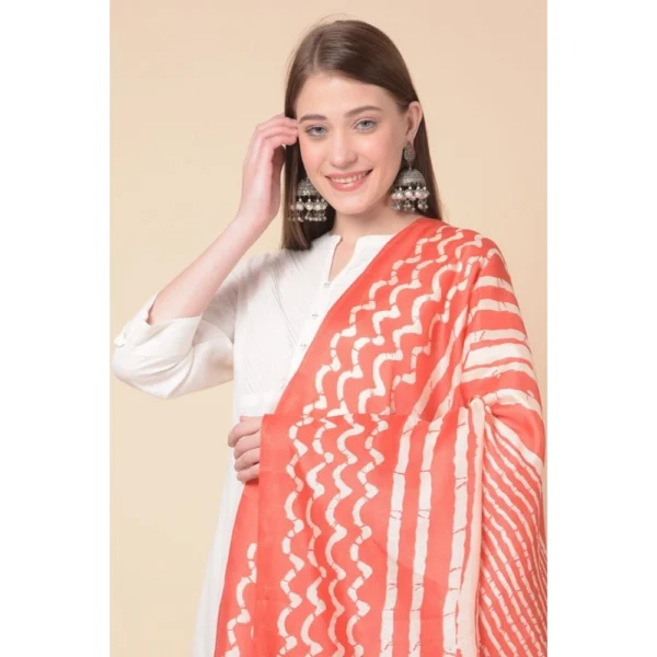 Women's Art Silk Printed Dupatta (Orange, Length: 2.25 to 2.50 Mtr) - Image 2