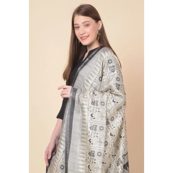 Women's Art Silk Printed Dupatta (Black, Length: 2.25 to 2.50 Mtr) - Image 3