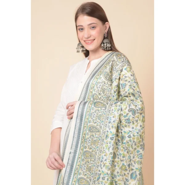 Women's Art Silk Printed Dupatta (Off White, Length: 2.25 to 2.50 Mtr) - Image 3