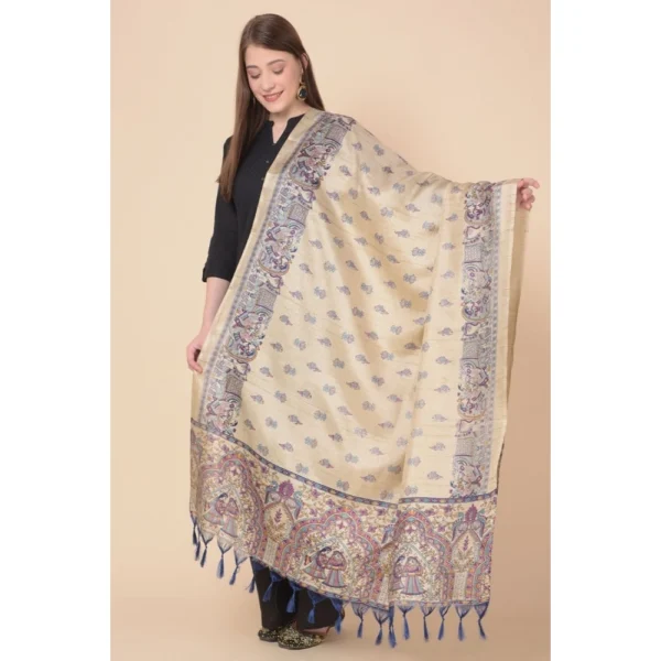 Women's Art Silk Printed Dupatta (Gold, Length: 2.25 to 2.50 Mtr) - Image 5