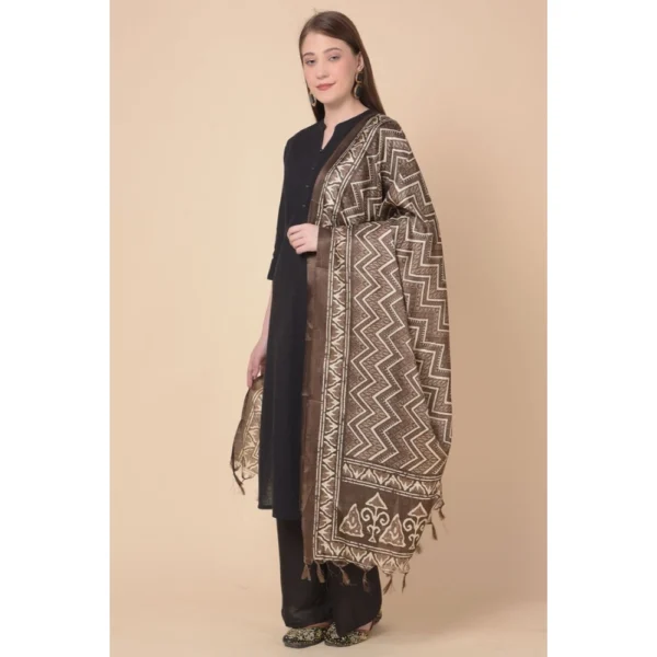 Women's Art Silk Printed Dupatta (Brown, Length: 2.25 to 2.50 Mtr) - Image 2