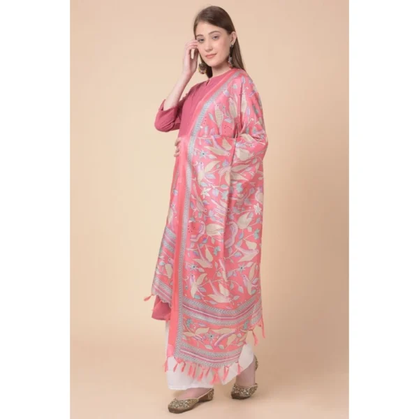 Women's Art Silk Printed Dupatta (Pink, Length: 2.25 to 2.50 Mtr) - Image 4