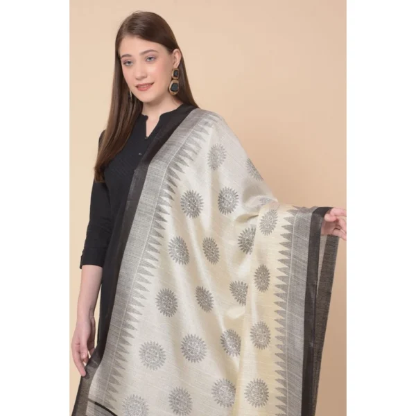 Women's Art Silk Printed Dupatta (Black, Length: 2.25 to 2.50 Mtr) - Image 5
