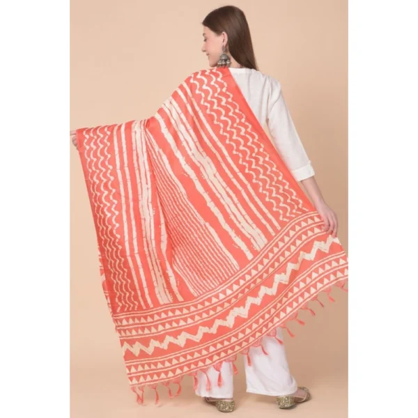 Women's Art Silk Printed Dupatta (Orange, Length: 2.25 to 2.50 Mtr) - Image 5