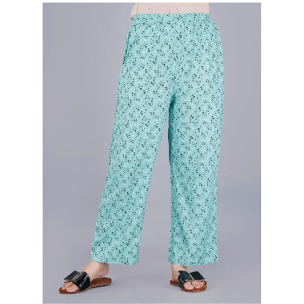Women's Casual Half Sleeve Printed Viscose Rayon Shirt With Pyjama Pant Night Suit Set (Green) - Image 2