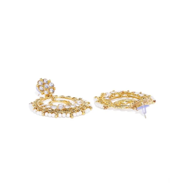 Women's Rose Gold Plated Alloy Kundan Earrings & Mangtikka (White) - Image 4
