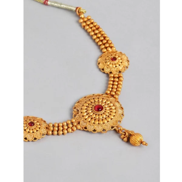 Women's Rose Gold Plated Alloy Necklace & Earings Set (Gold) - Image 2