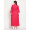 Women's Casual 3/4th Sleeve Embroidered Cotton Kurti (Magenta) - Image 6