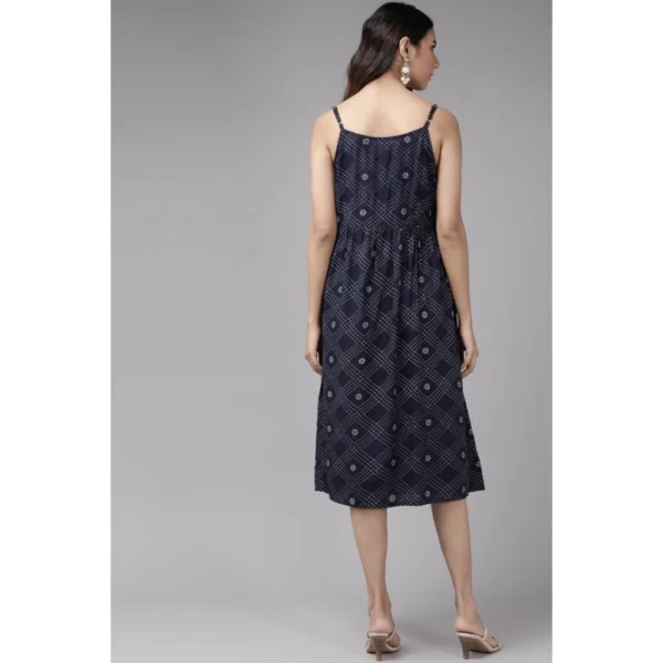 Women's Casual Sleeveless Stripe Printed Rayon Dress (Blue) - Image 2