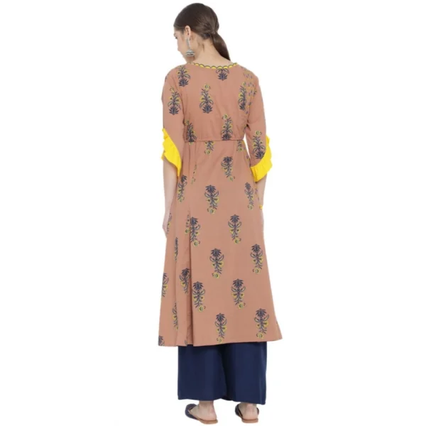 Women's Casual 3/4 th Sleeve Floral Printed Cotton Kurti (MultiColor) - Image 2