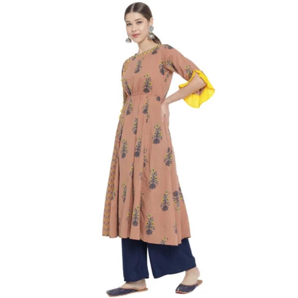 Women's Casual 3/4 th Sleeve Floral Printed Cotton Kurti (MultiColor) - Image 3