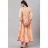 Women's Casual 3/4 th Sleeve Floral Printed Rayon Kurti (Peach) - Image 2