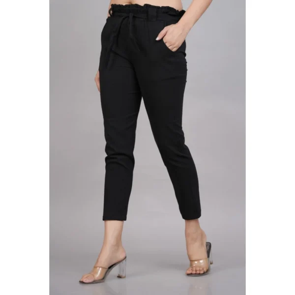 Women's Casual Solid Lycra Trouser Pant (Black) - Image 5