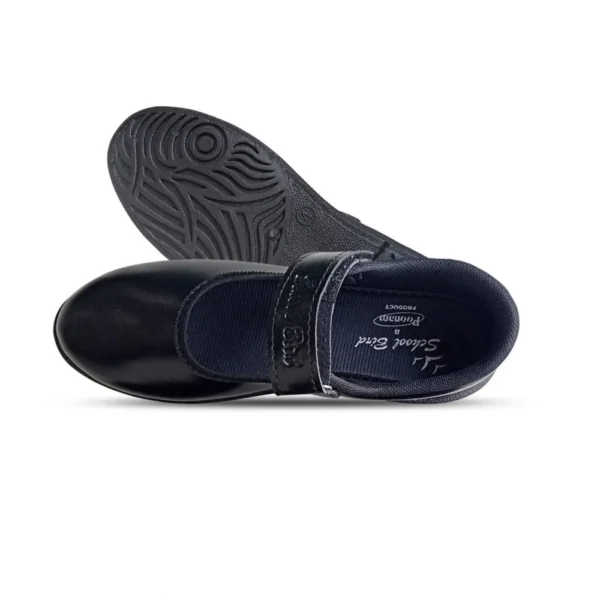 Girls Rexine Ox-Ankle Velcro Closure School Shoe (Black) - Image 3