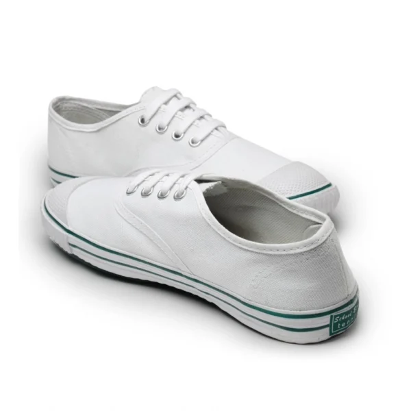 Unisex Cotton School Shoe Lace-Up (White) - Image 3
