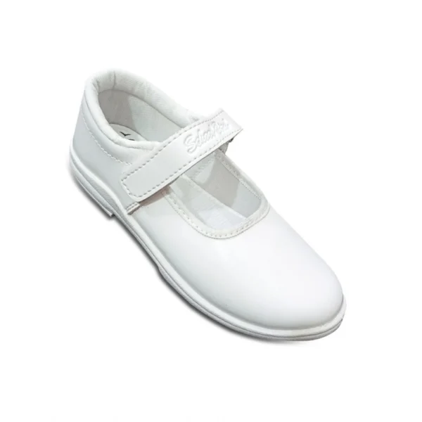 Girls Rexine Ox-Ankle Velcro Closure School Shoe (White) - Image 5