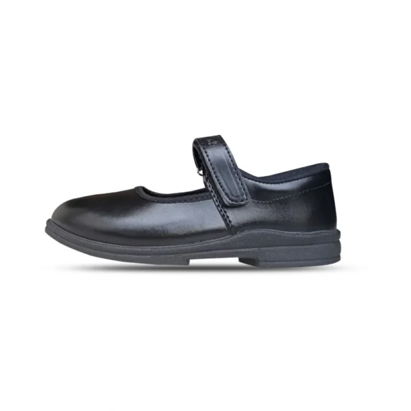 Girls Rexine Ox-Ankle Velcro Closure School Shoe (Black) - Image 5