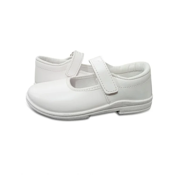 Girls Rexine Ox-Ankle Velcro Closure School Shoe (White) - Image 2