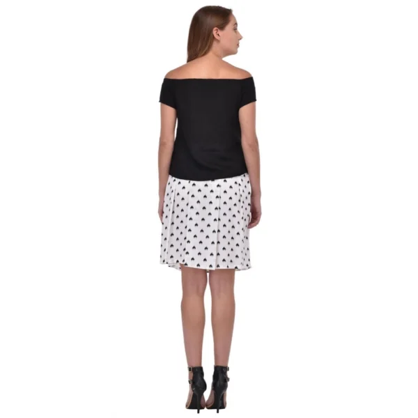 Women's Cotton Blend Solid Short Sleeves Dress (Black) - Image 2