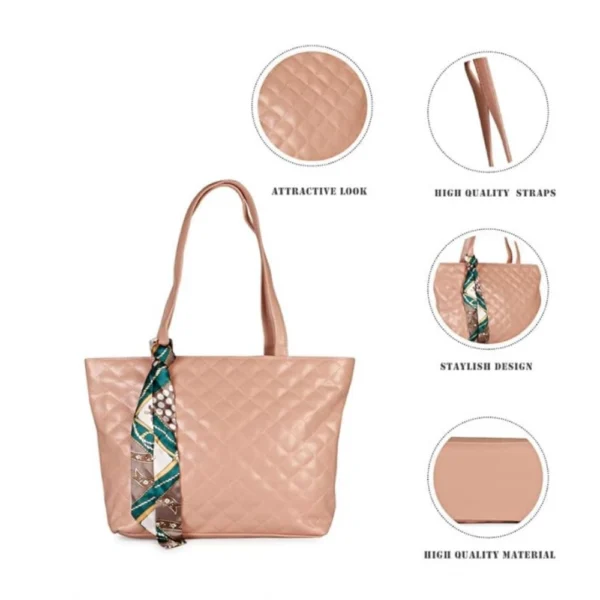 Women's Polyurethane Textured  Shoulder Bag (Peach) - Image 2