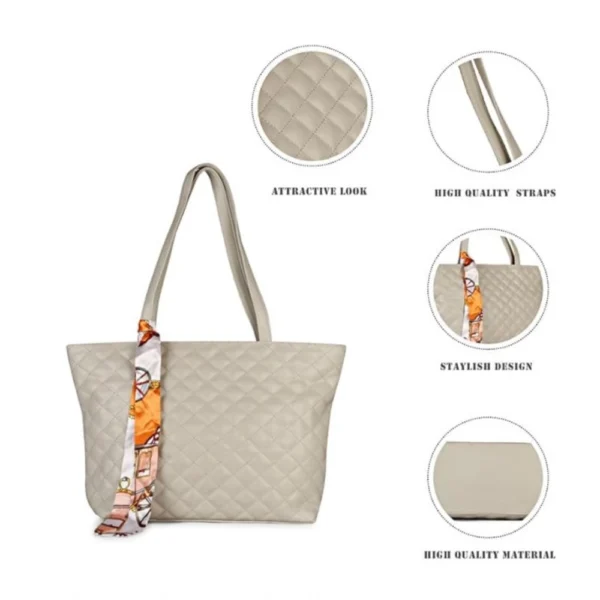 Women's Polyurethane Textured  Shoulder Bag (Grey) - Image 2