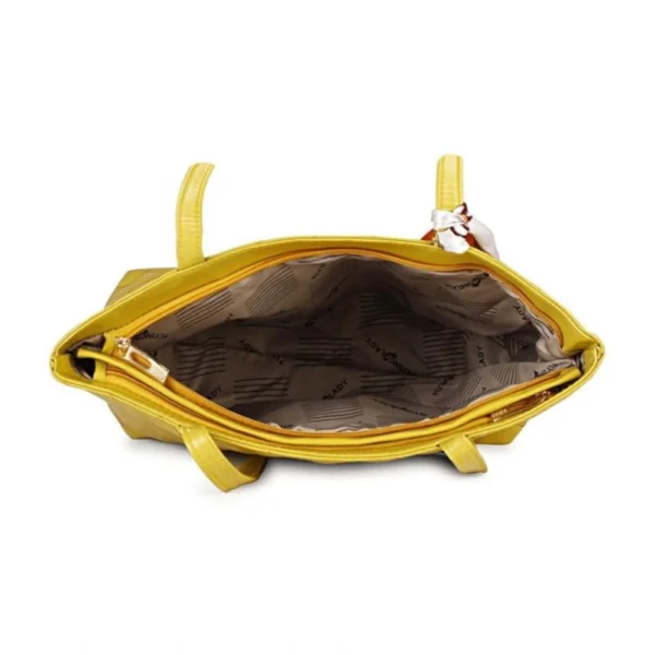 Women's Polyurethane Textured  Shoulder Bag (Yellow) - Image 4