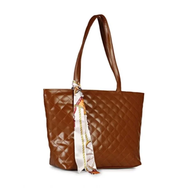 Women's Polyurethane Textured  Shoulder Bag (Dark Brown) - Image 4
